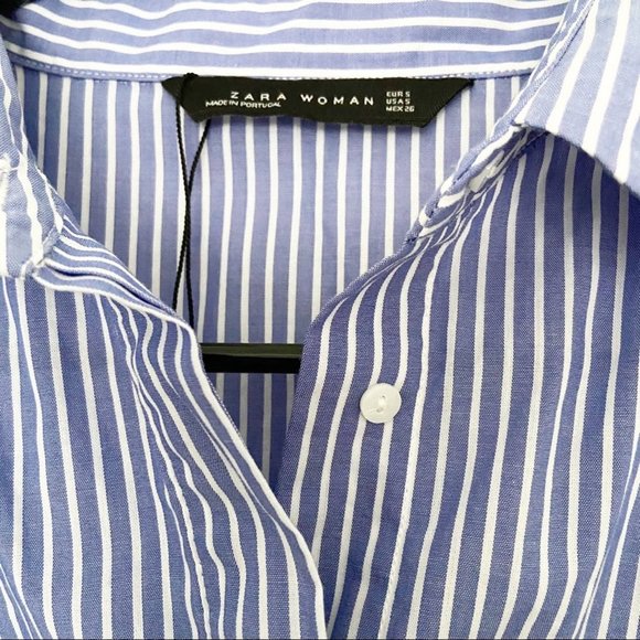 SOLD ZARA WOMAN Pinstripe Button Down Top Size M - Picture 10 of 11